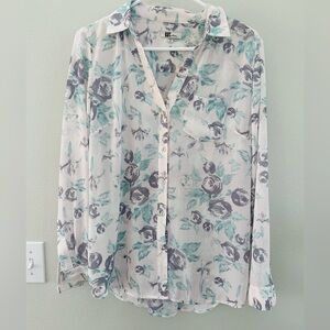 Kut from the Kloth Sheer Floral Blouse - Lavender and Purple